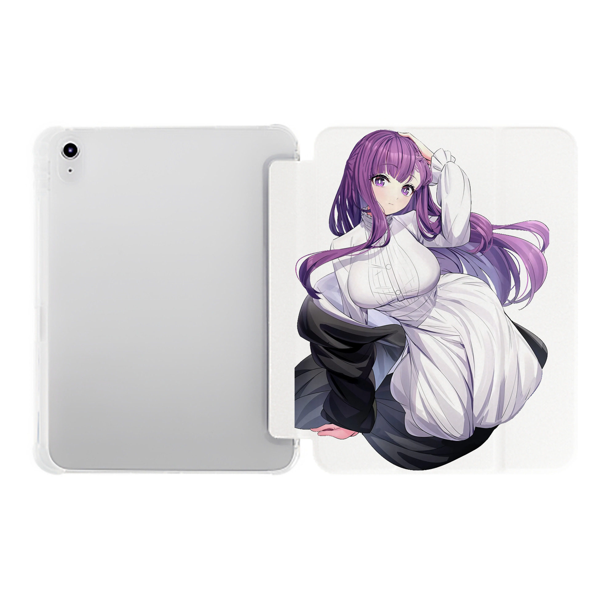 （画像用） 葬送のフリーレン Frieren IPad ケース ペン収納付き 三つ折りスタンド PUレザー×シリコン 対応機種9.5/10.5/10.9インチ